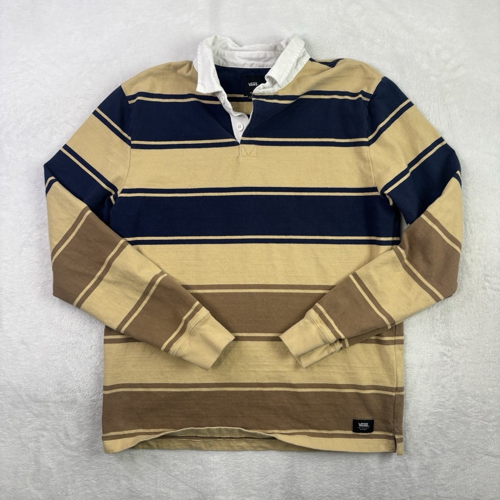 Vans Off The Wall Long Sleeve Striped Collared Rugby Shirt Men's Medium